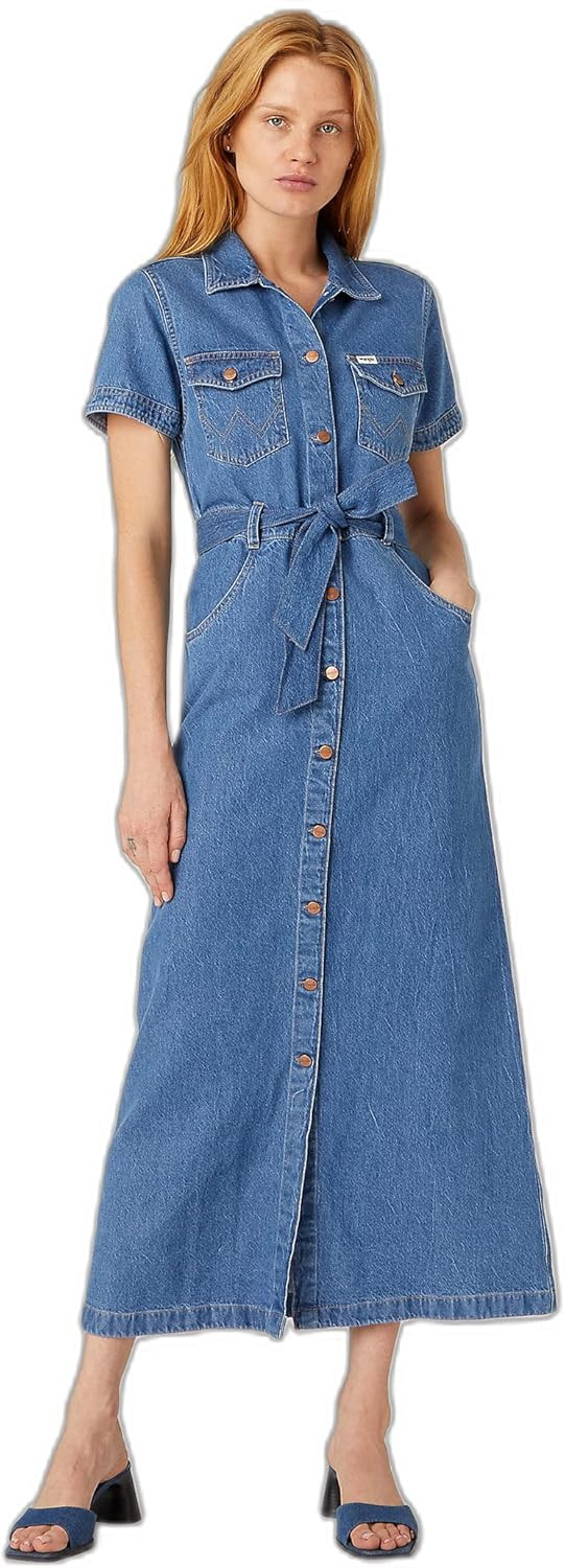Wrangler Abito A Maniche Corte con Cuciture Casual Donna | Amazon (IT)