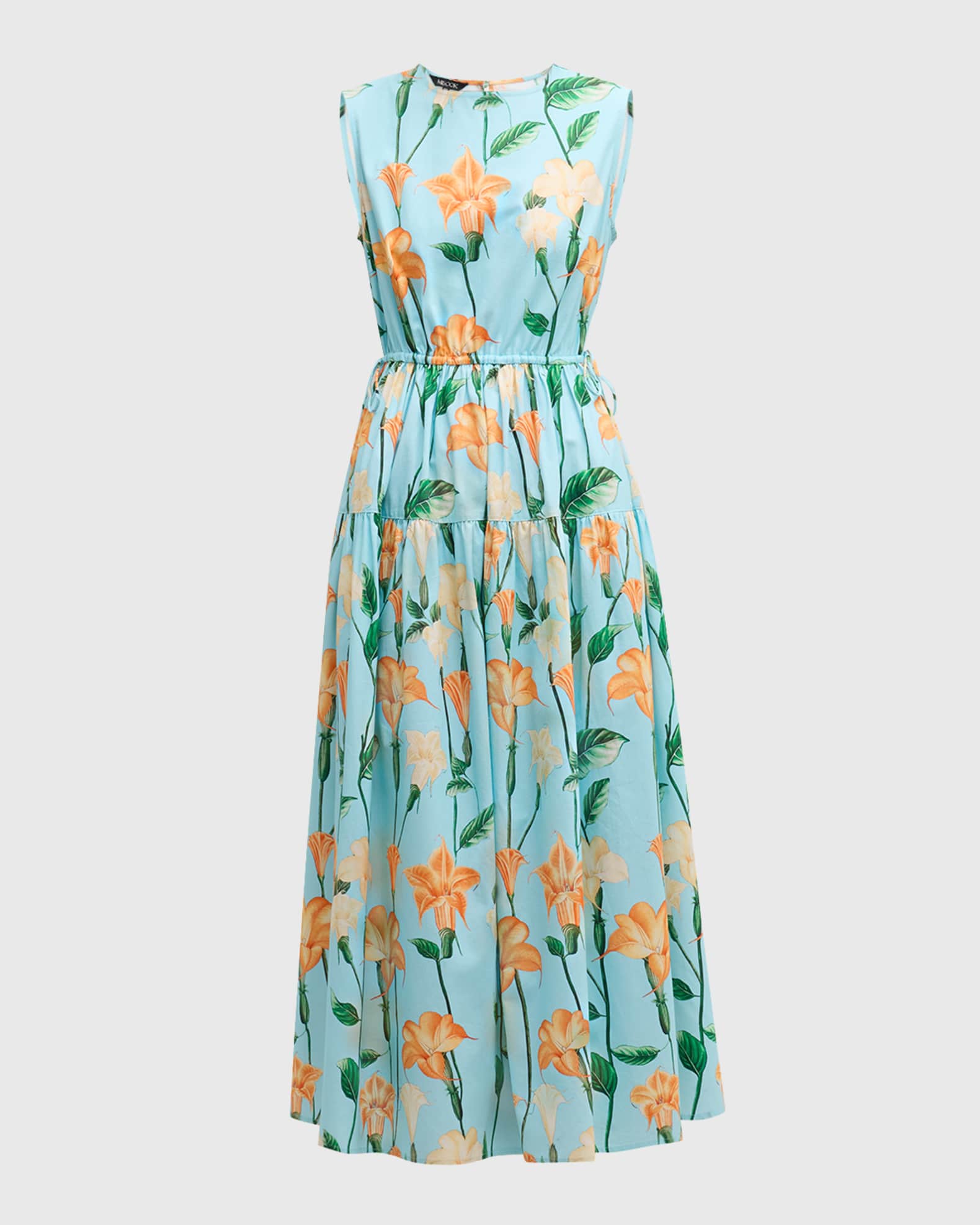 Misook Sleeveless Floral-Print Cotton Midi Dress | Neiman Marcus