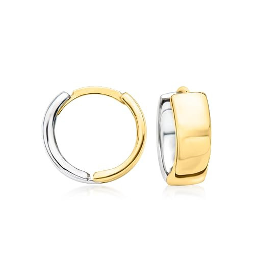 Ross-Simons Sterling Silver and 14kt Yellow Gold Reversible Huggie Hoop Earrings | Amazon (US)