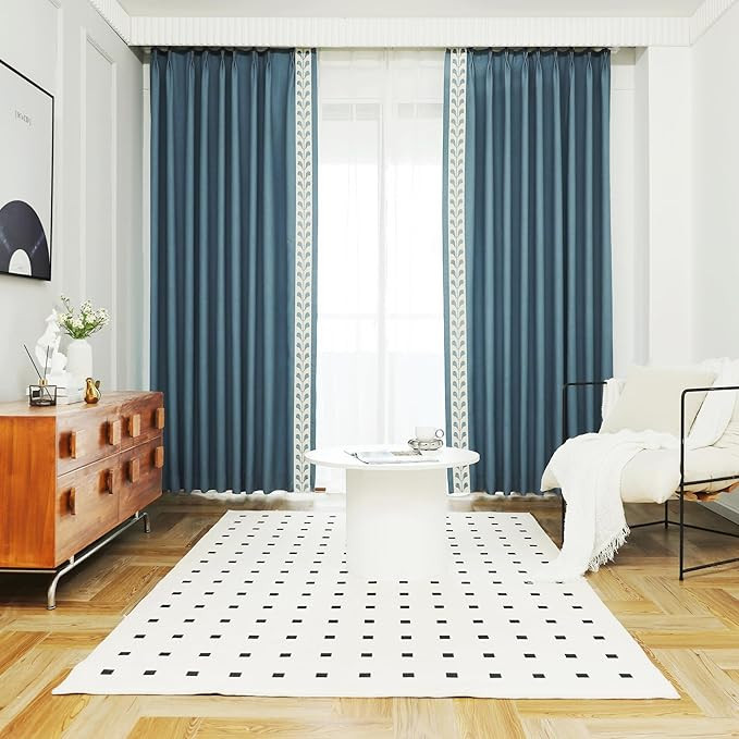 VisionaryHomeDesign Cotton Linen Solid Curtains, Thermal Insulated Room Darkening Customized Wind... | Amazon (US)