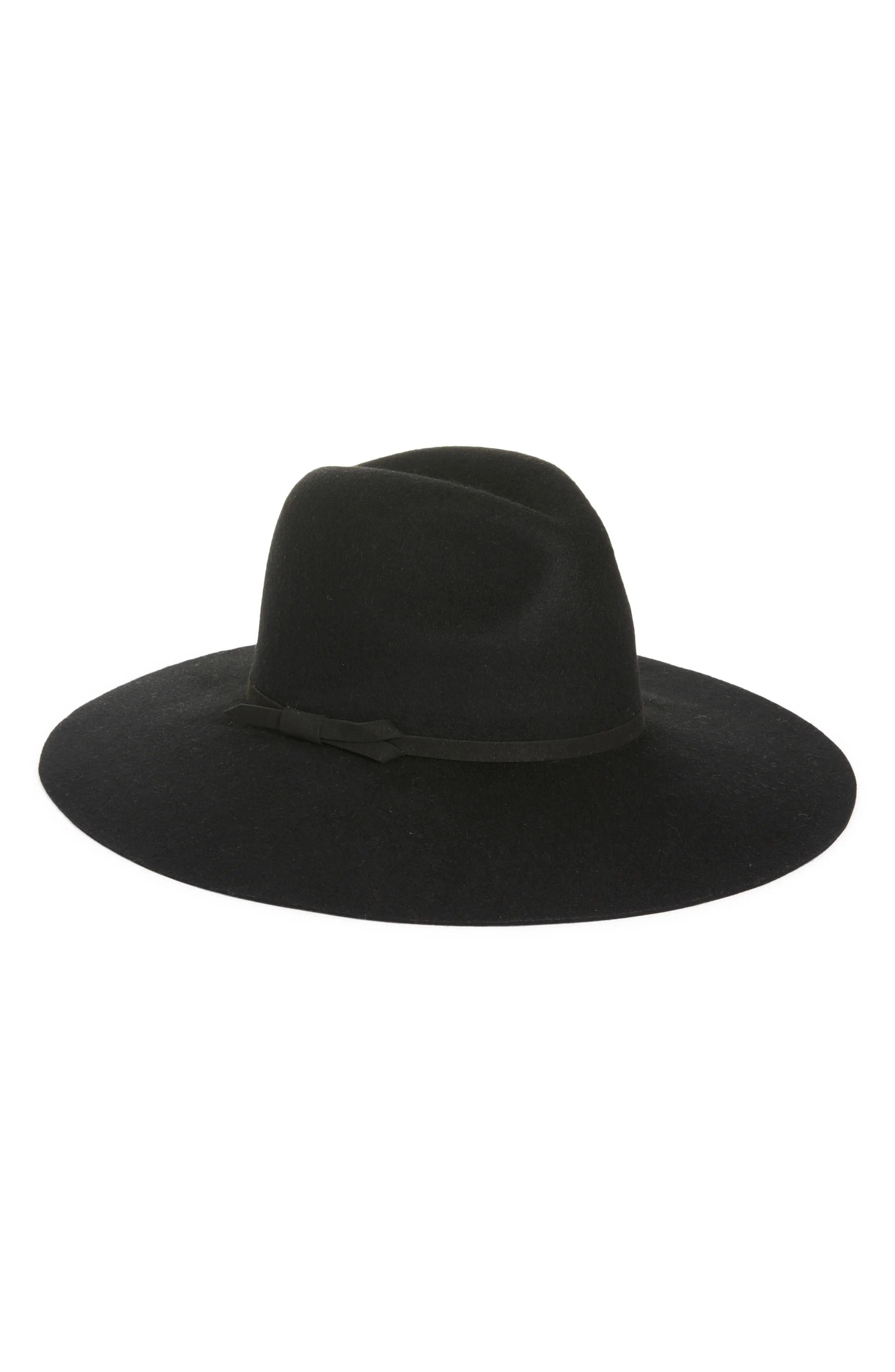Nordstrom Wide Brim Wool Felt Panama in Black Combo at Nordstrom | Nordstrom