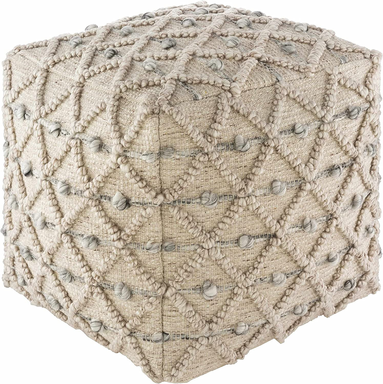 Hauteloom Serpentine Foot Rest Stool - Ottoman Decorative Cotton Pouf - Light Brown, Beige - 18" ... | Amazon (US)