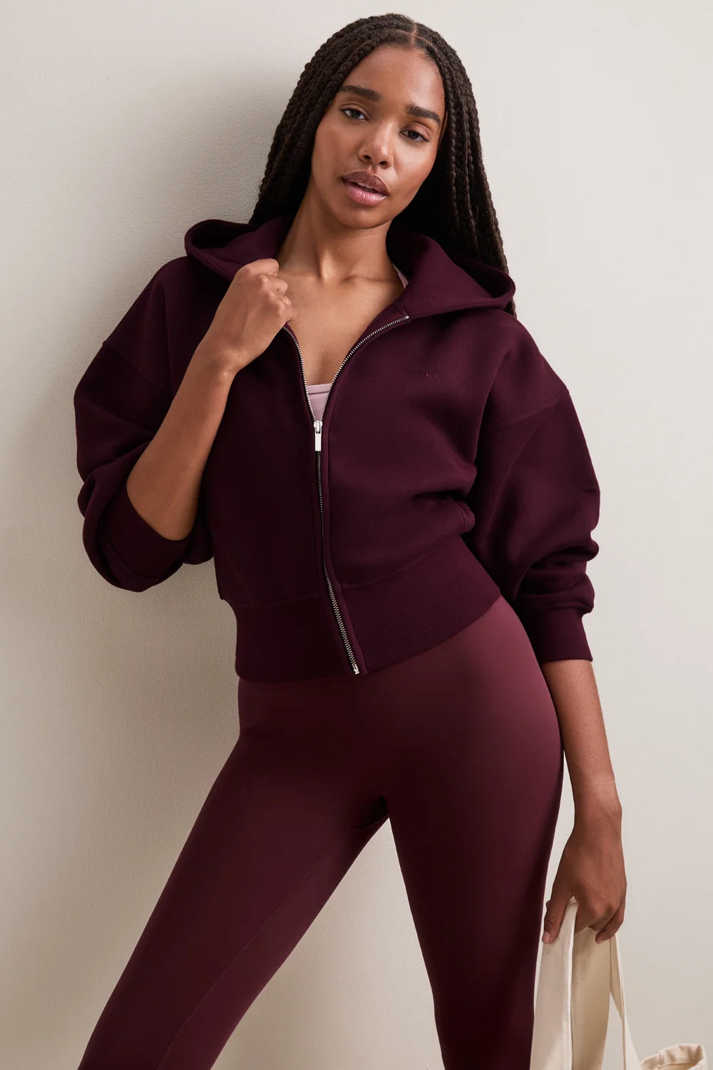 Cocoon Zip Through Hoodie - Deep Burgundy | TALA (UK)