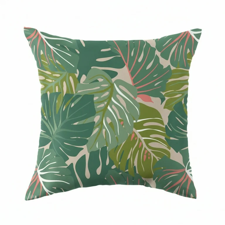 Mainstays 16 in x 16 in Tropical Monstera Outdoor Pillow, Green | Walmart (US)