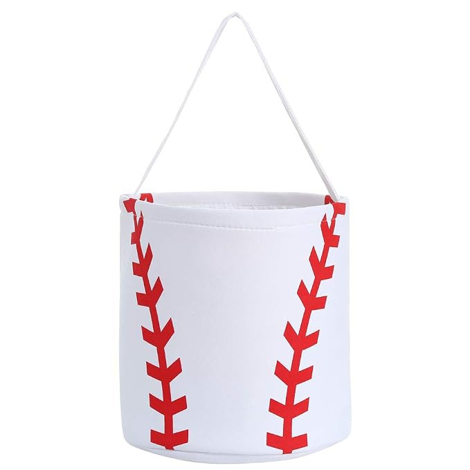 Baseball Basket Easter Baskets for Kids Canvas Easter Eggs Hunt Baskets Candy Gifts Bucket Tote B... | Amazon (US)