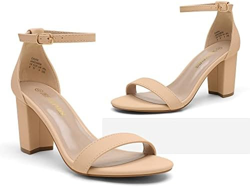 DREAM PAIRS Women's Chunk Low Heel Pump Sandals | Amazon (US)