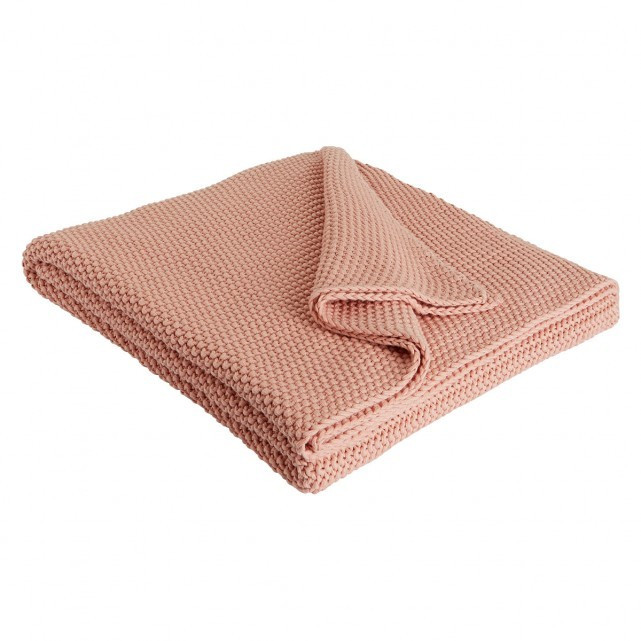 PALOMA Pink knitted cotton throw 125 x 170cm | Habitat (UK)