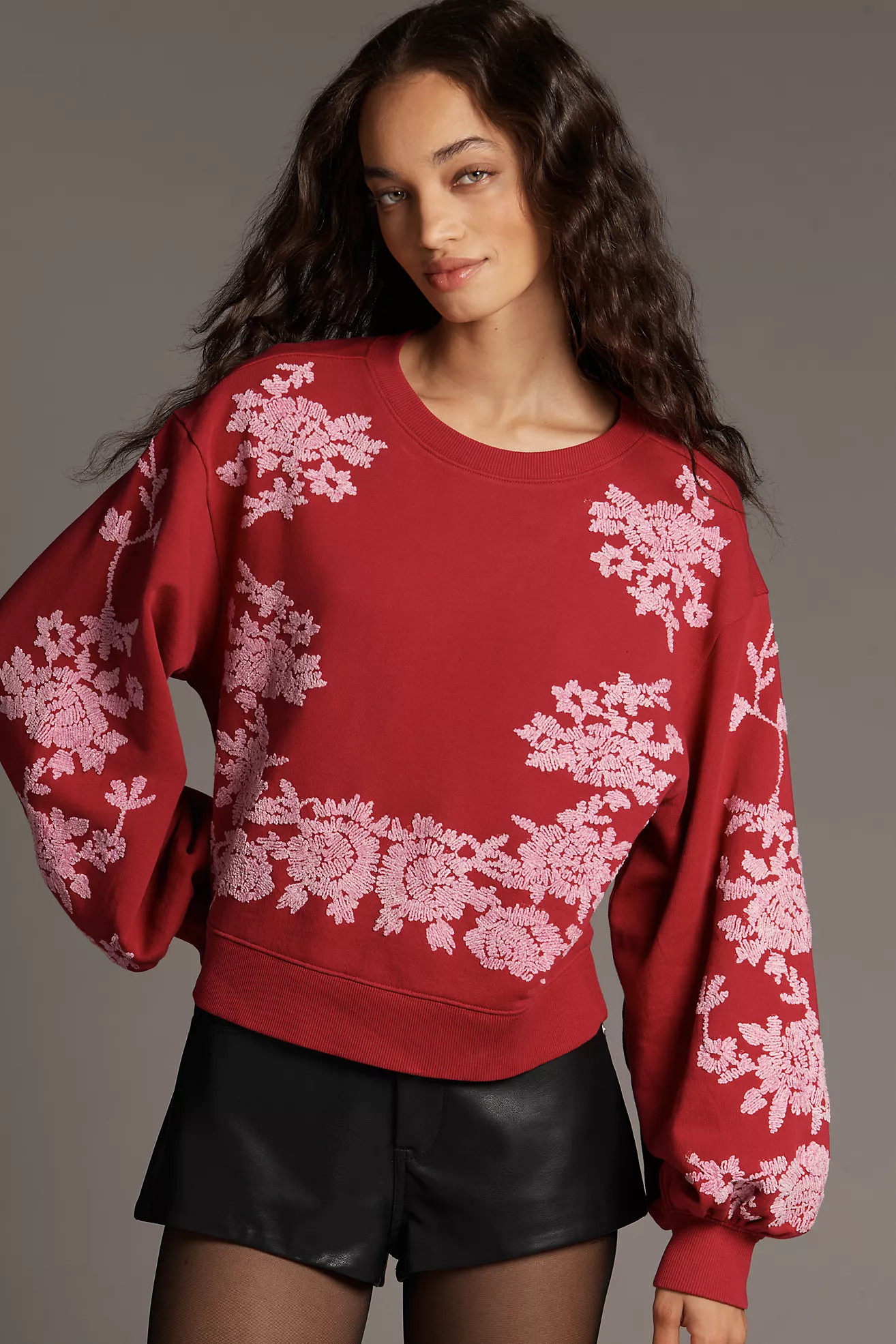 By Anthropologie Embroidered Chenille Sweatshirt | Anthropologie (US)