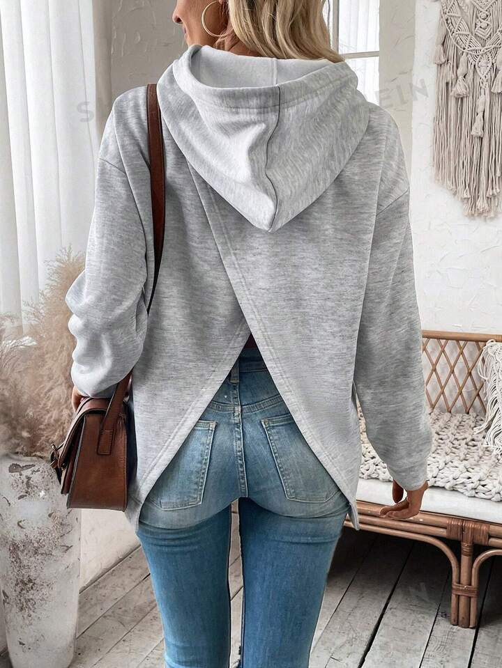 -3%Kangaroo Pocket Drop Shoulder Asymmetrical Drawstring Hoodie40+ sold recentlyGBP£16.99 | SHEIN