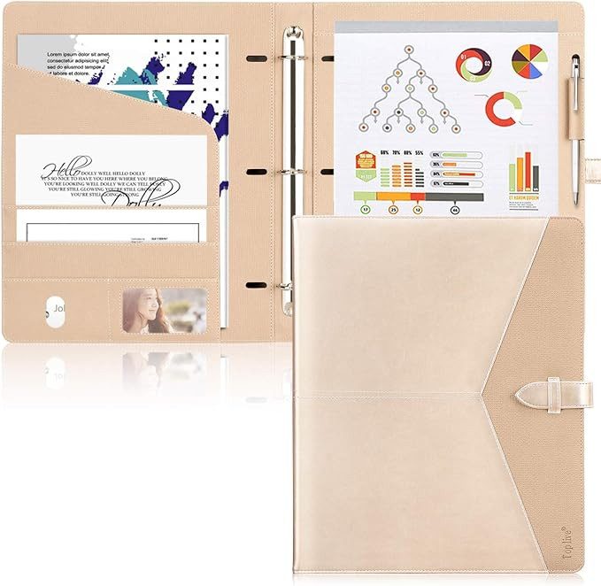 Toplive Padfolio 3 Ring Binder (1'' Round Ring) Business Portfolio Folder for Interview, Conferen... | Amazon (US)