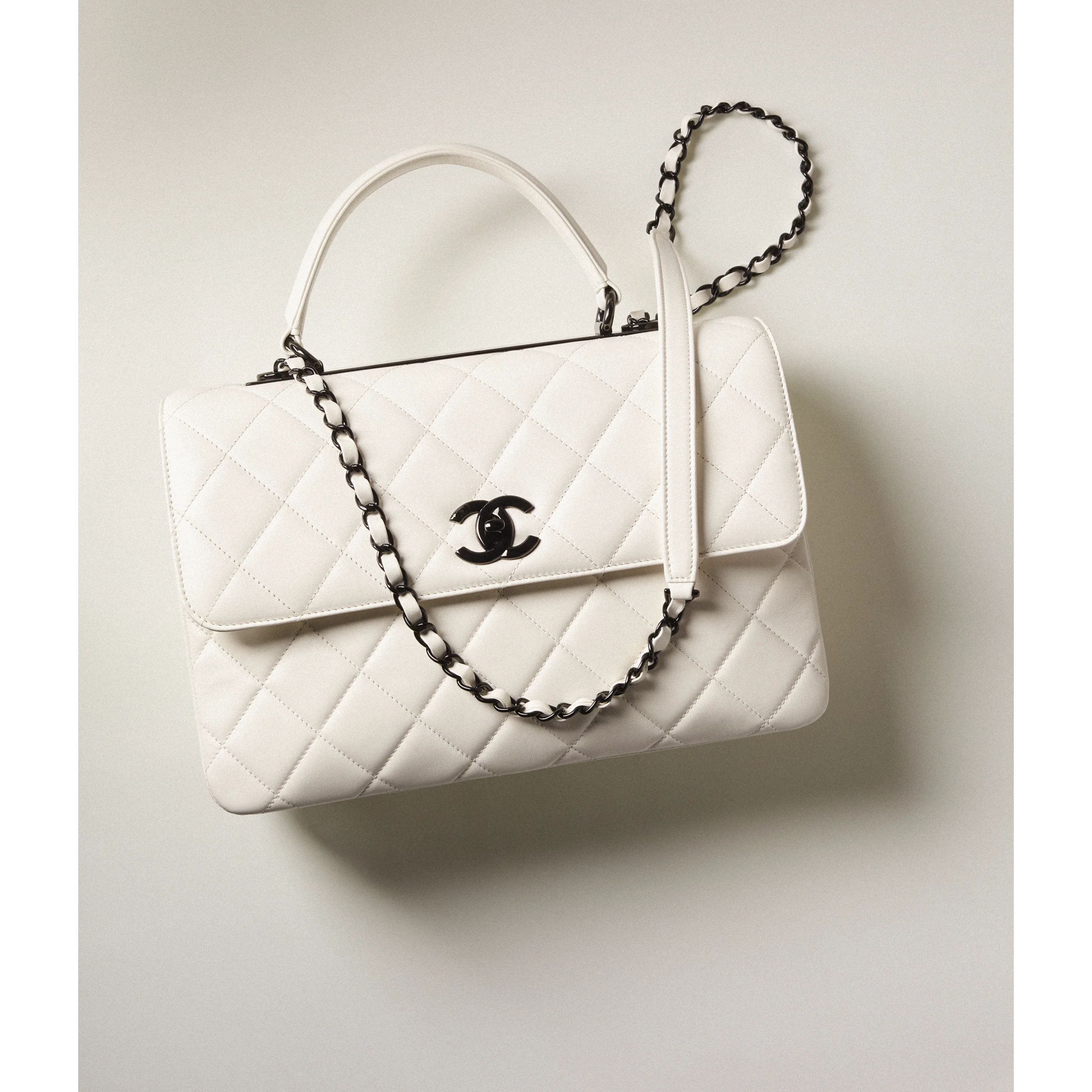Large Flap Bag with Top Handle - Lambskin & black metal — Fashion | CHANEL | Chanel, Inc. (US)