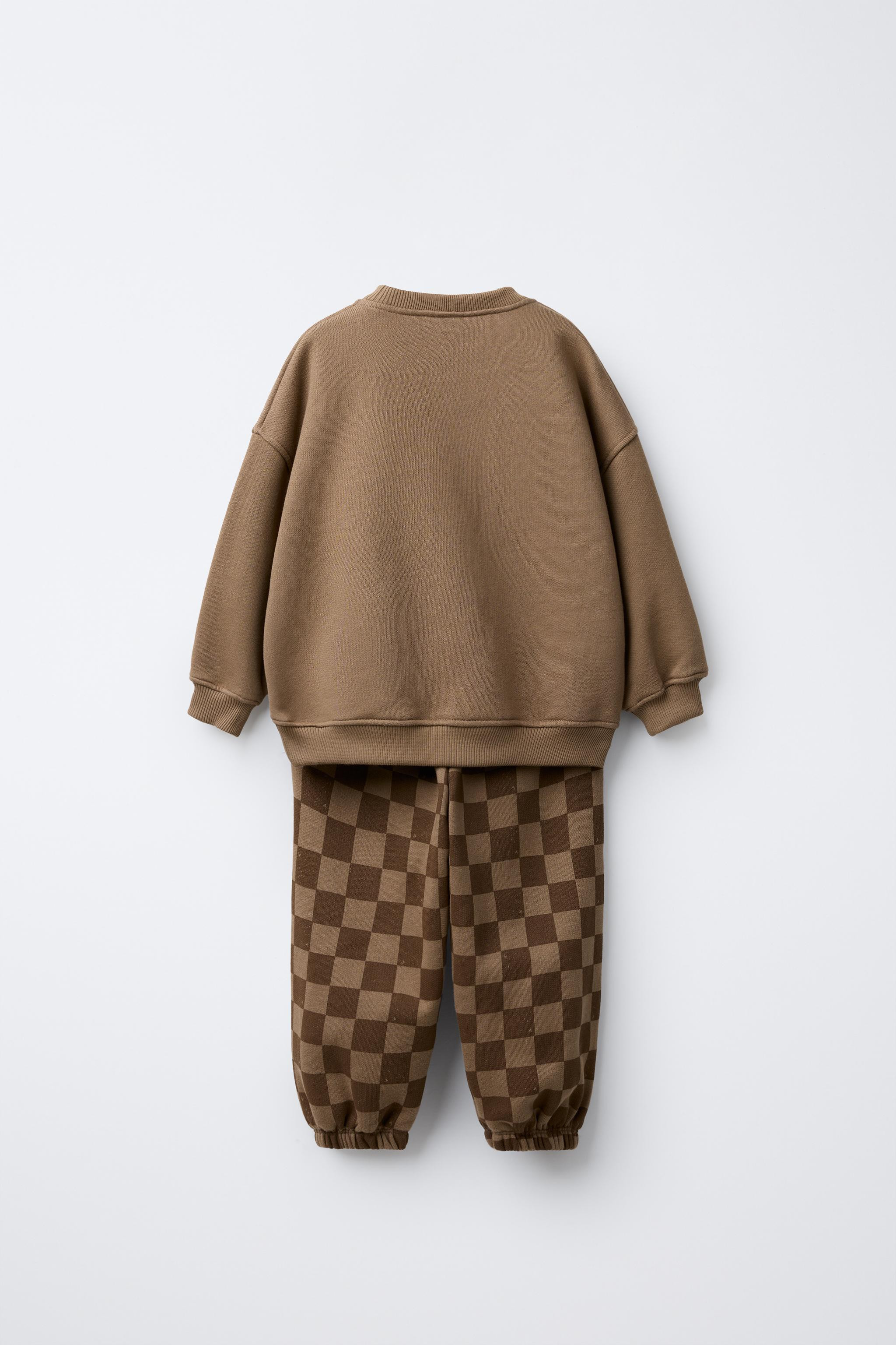 CHECKERBOARD SWEATSHIRT AND PANTS JOGGING SET | Zara US