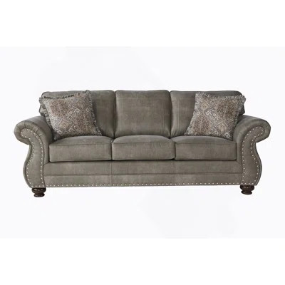 Leinster Faux Leather Upholstered Nailhead Sofa | Wayfair North America