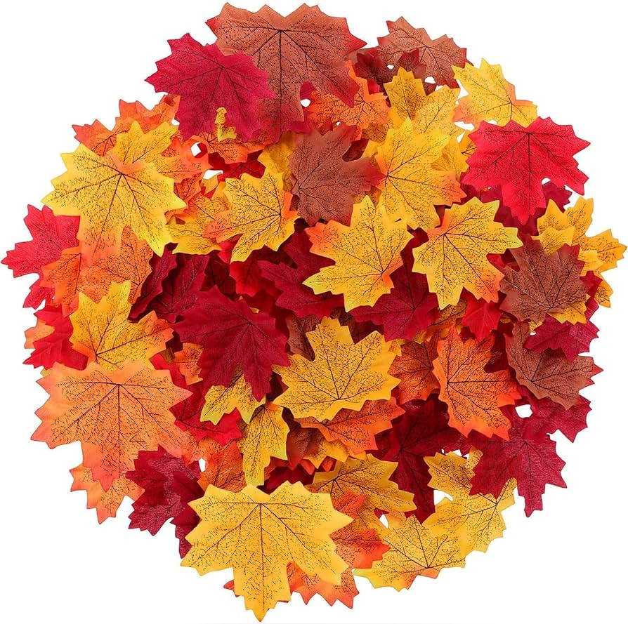 Maple Leaves Artificial Fall Leaves Bulk 400Pcs Assorted Mixed Faux Fall Color Maple Leaves Decor... | Amazon (US)