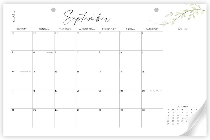 Aesthetic Modern Greenery Desk Calendar - Runs From July 2022 until December 2023 - 17"x11" Deskt... | Amazon (US)