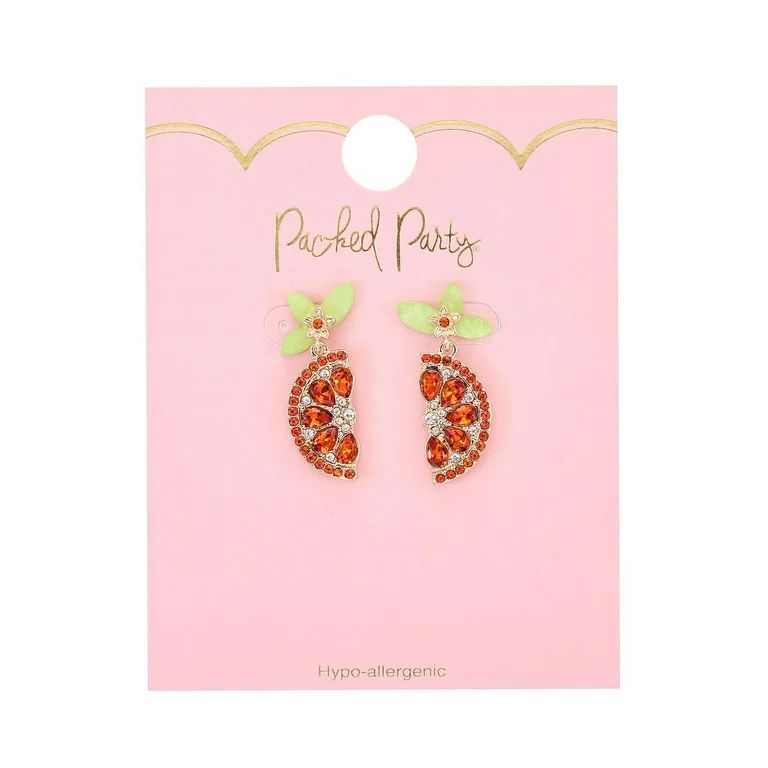 Packed Party Women's Goldtone and Crystal Grapefruit Fizz Earrings - Walmart.com | Walmart (US)