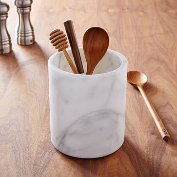 White Marble Kitchen Utensil Holder | West Elm (US)