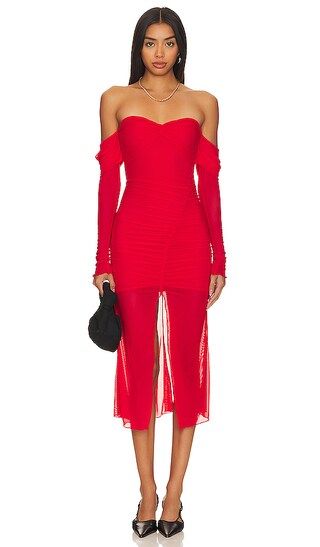 Elise Midi Dress in Cherry Red | Revolve Clothing (Global)