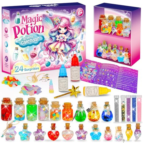Magic Potion Advent Calendar 2024 Kids Girls, 24 Day Christmas Countdown Calendar Make Your Own Fairy Potion Craft Kit for Girls Boys 6 7 8 9 10 Year Old | Amazon (US)