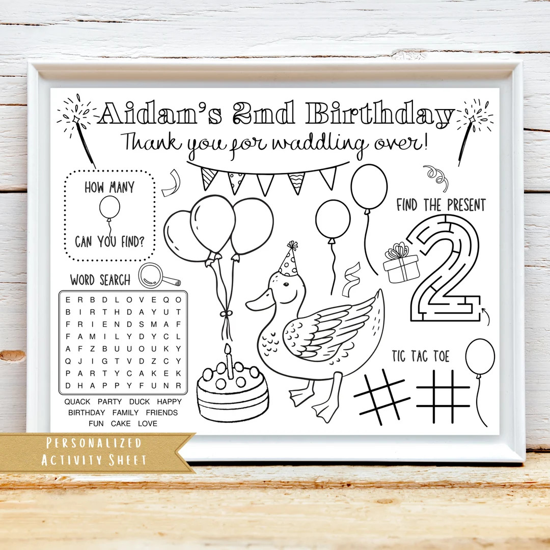 Duck Birthday Party Activity Sheet Little Duckling Party Favor Duck Coloring Kids Activity Sheet ... | Etsy (US)