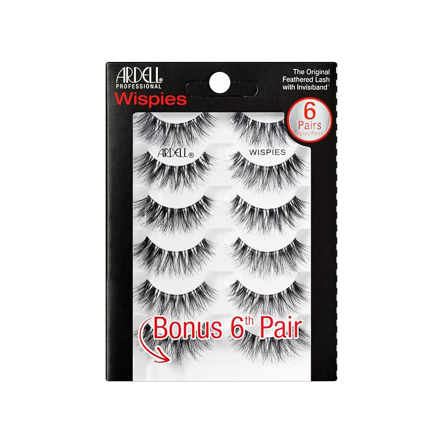 Ardell Multipack Wispies False Eyelashes, Medium Volume, Long Length, Vegan Friendly, 6 Pairs (Pa... | Amazon (UK)