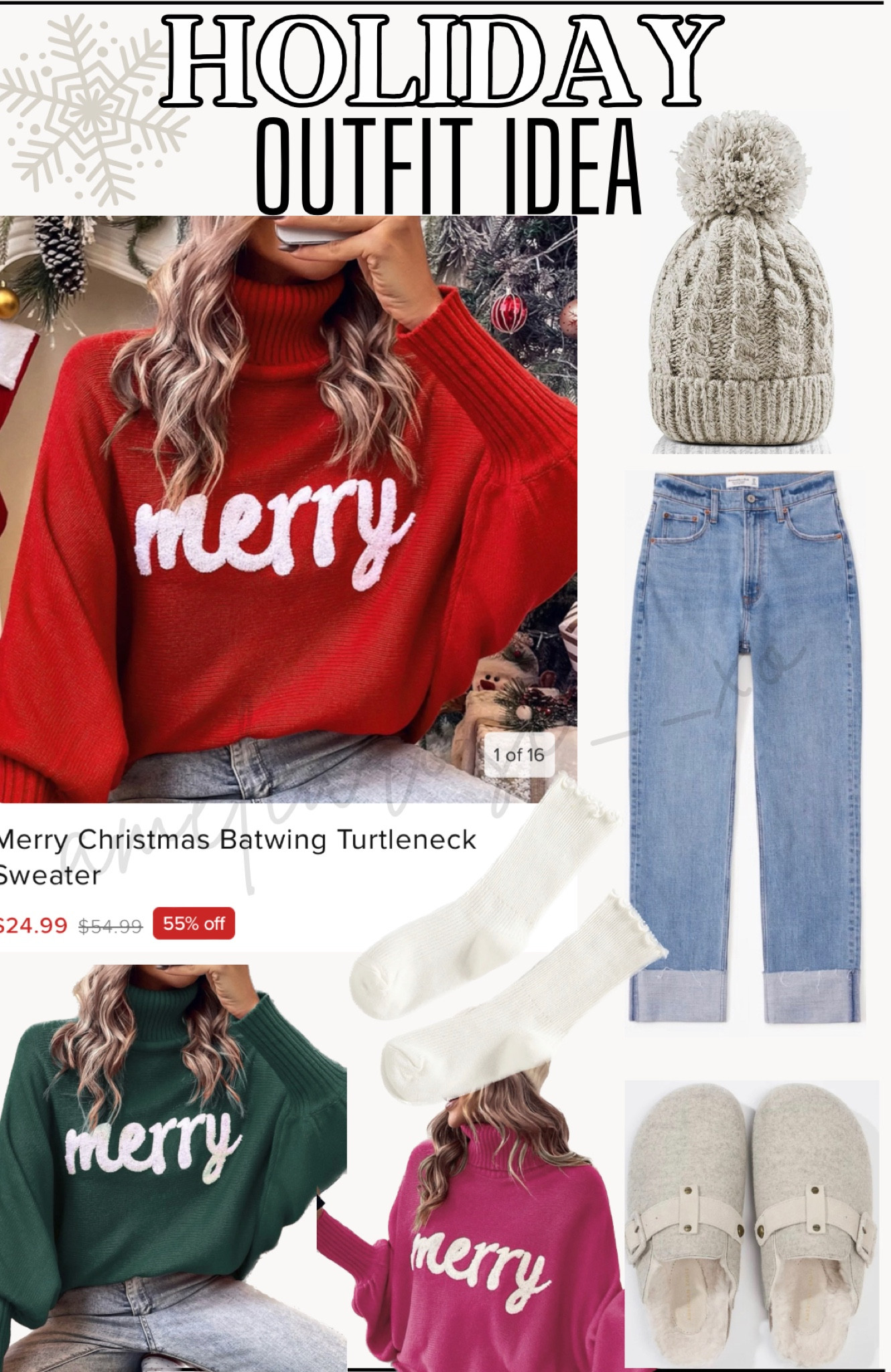 Cute casual Holiday outfit idea! Flash sale on this batwing “merry” sweater and it’s currently 55% off!! 

#LTKHoliday #LTKstyletip #LTKsalealert