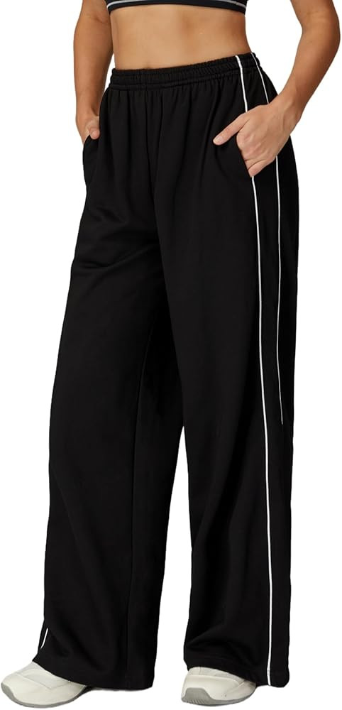 ABOCIW Womens Straight Leg Sweatpants Cotton High Waisted Baggy Athletic Joggers Lounge Pants wit... | Amazon (US)
