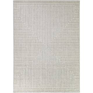 Avondale Grey 7 ft. x 9 ft. Striped Indoor/Outdoor Area Rug | The Home Depot