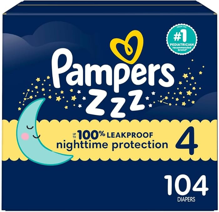 Pampers ZZZ Overnight Diapers, Size 4 (22-37 lbs), 104 Count, Nighttime Protection Disposable Bab... | Amazon (US)