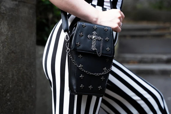GOTHX Mini Black Vegan Gothic Cross Coffin Chain Bag | Etsy (US)