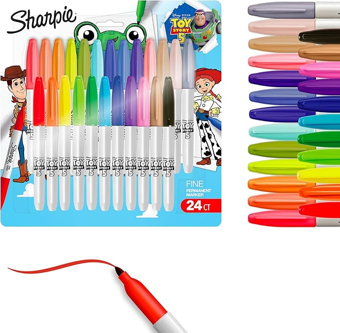 Sharpie Permanent Markers, Toy Story 5 Packaging, Assorted, Fine Point, 24 Count | Amazon (US)