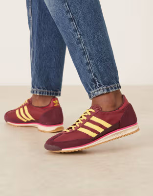adidas Originals SL 72 OG sneakers in burgundy and yellow | ASOS (Global)