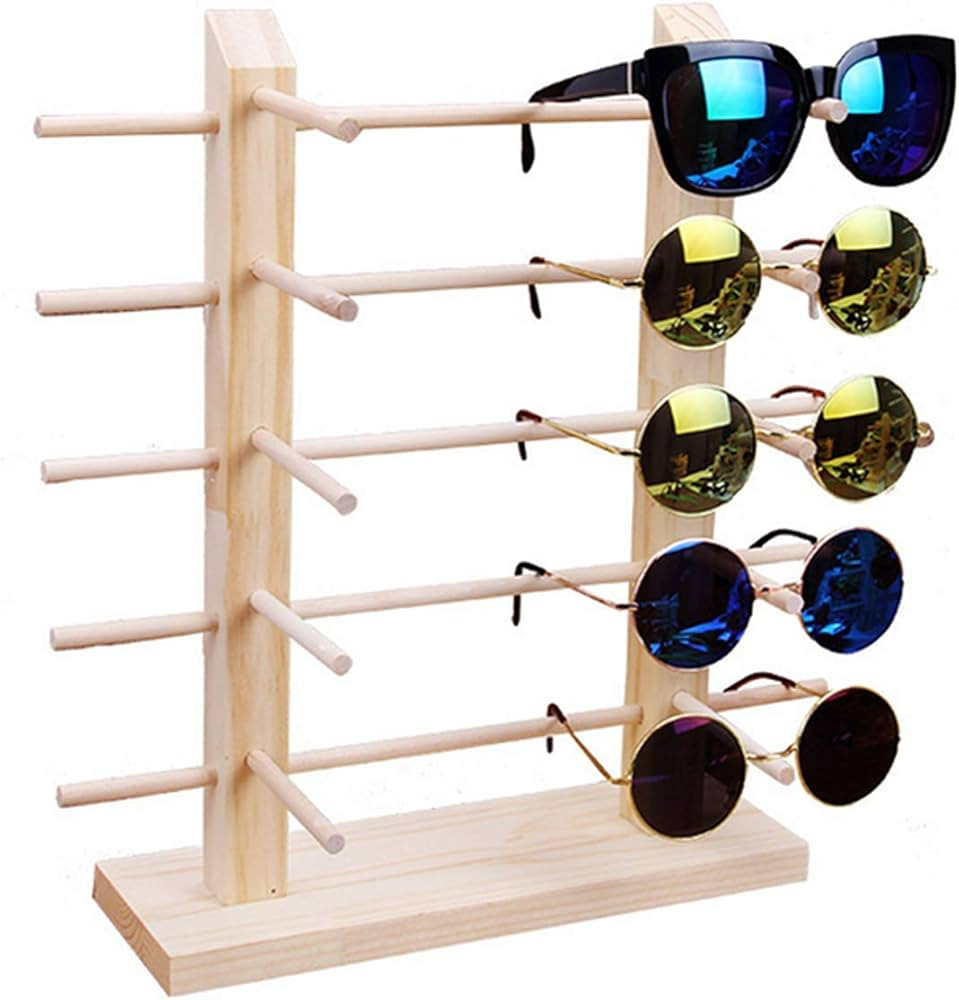 TANG SONG Solid Wood Glass Display Holder Sunglass Display Holder Wood Glass Display Rack Double ... | Amazon (US)