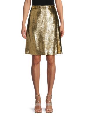 Metallic Silk Straight Skirt | Saks Fifth Avenue OFF 5TH