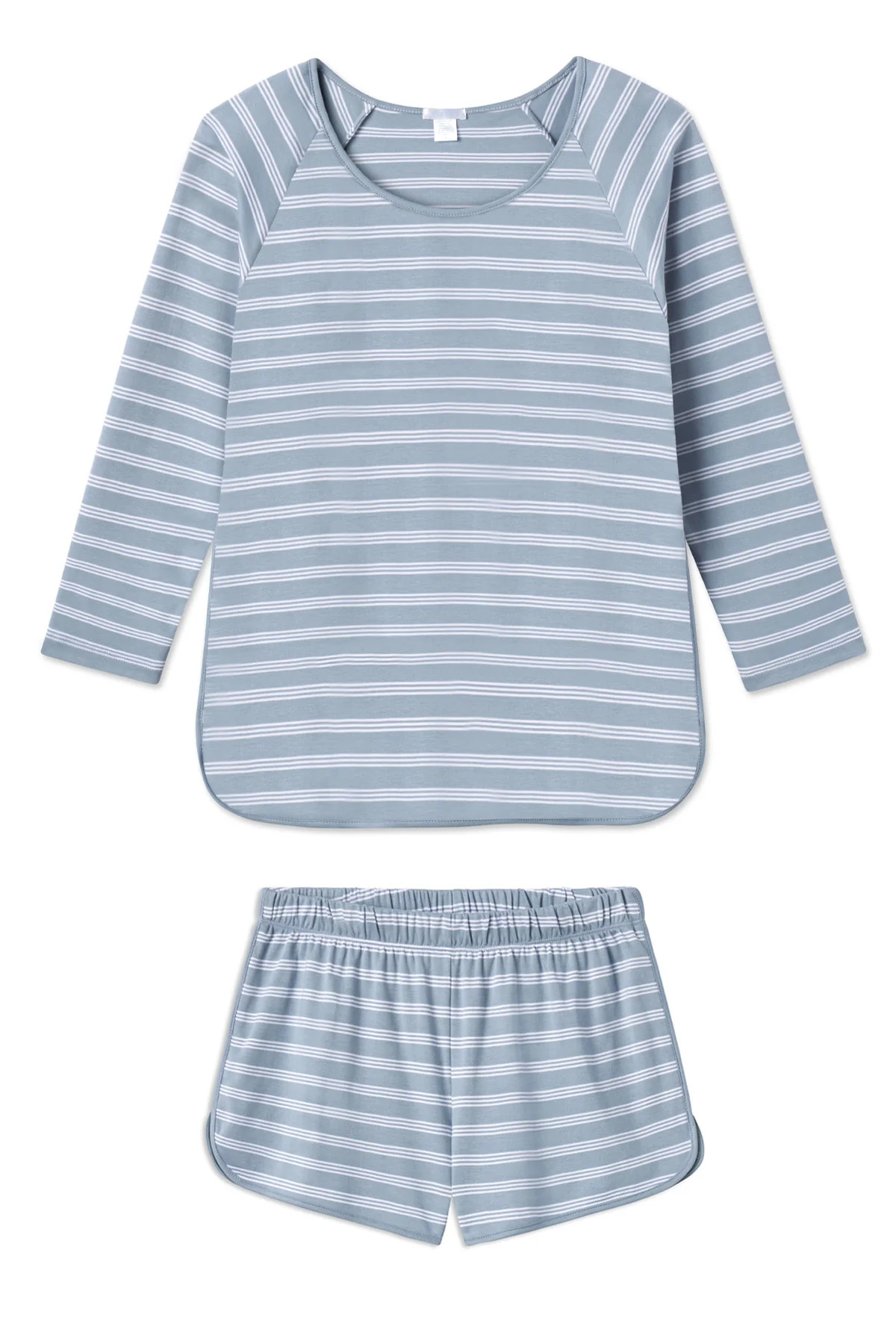 Pima Long-Short Set in Dusty Blue Stripe | Lake Pajamas