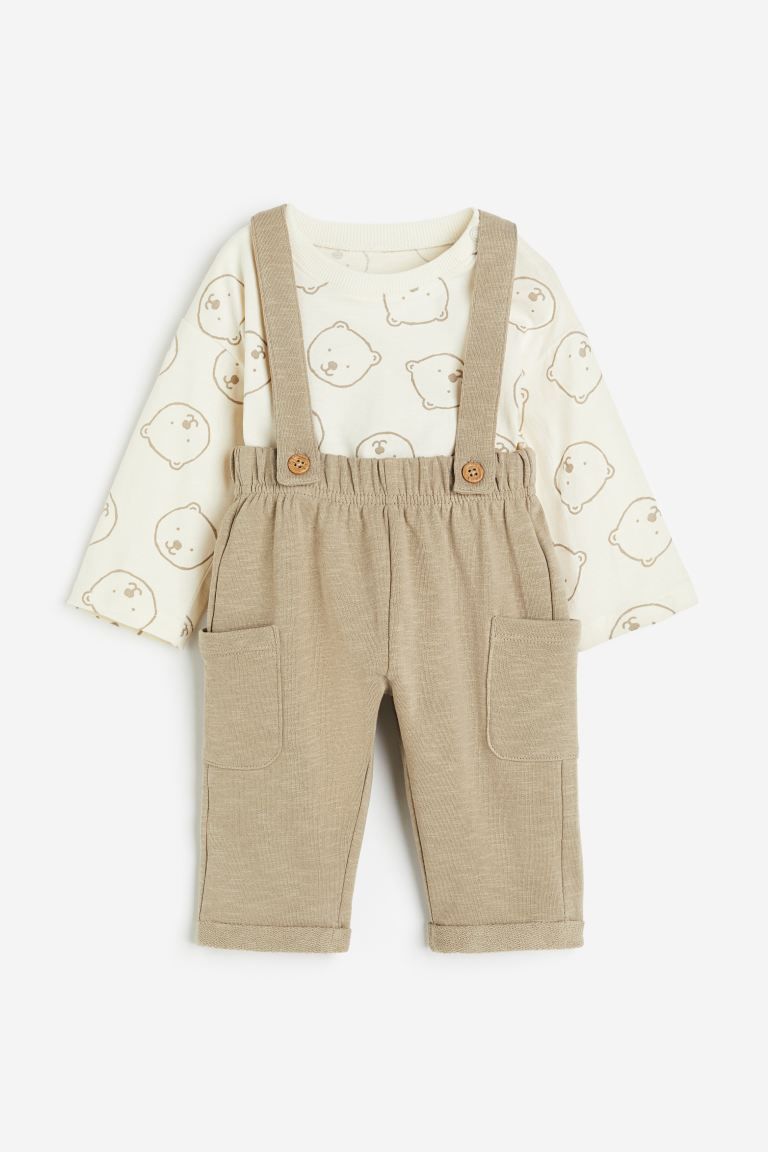 2-piece Cotton Set - Beige/bears - Kids | H&M US | H&M (US + CA)