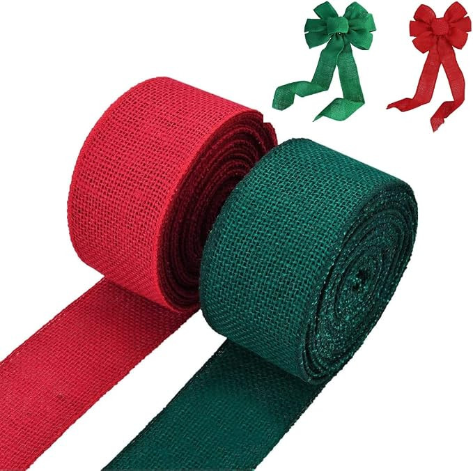 2-Pack of Stylish Burlap Ribbons for Holidays! Christmas Ribbon Natural Weave Ribbon with Wired E... | Amazon (US)