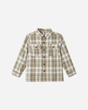 Pocketed Corduroy Shirt Olive Dobby Plaid | Rylee + Cru
