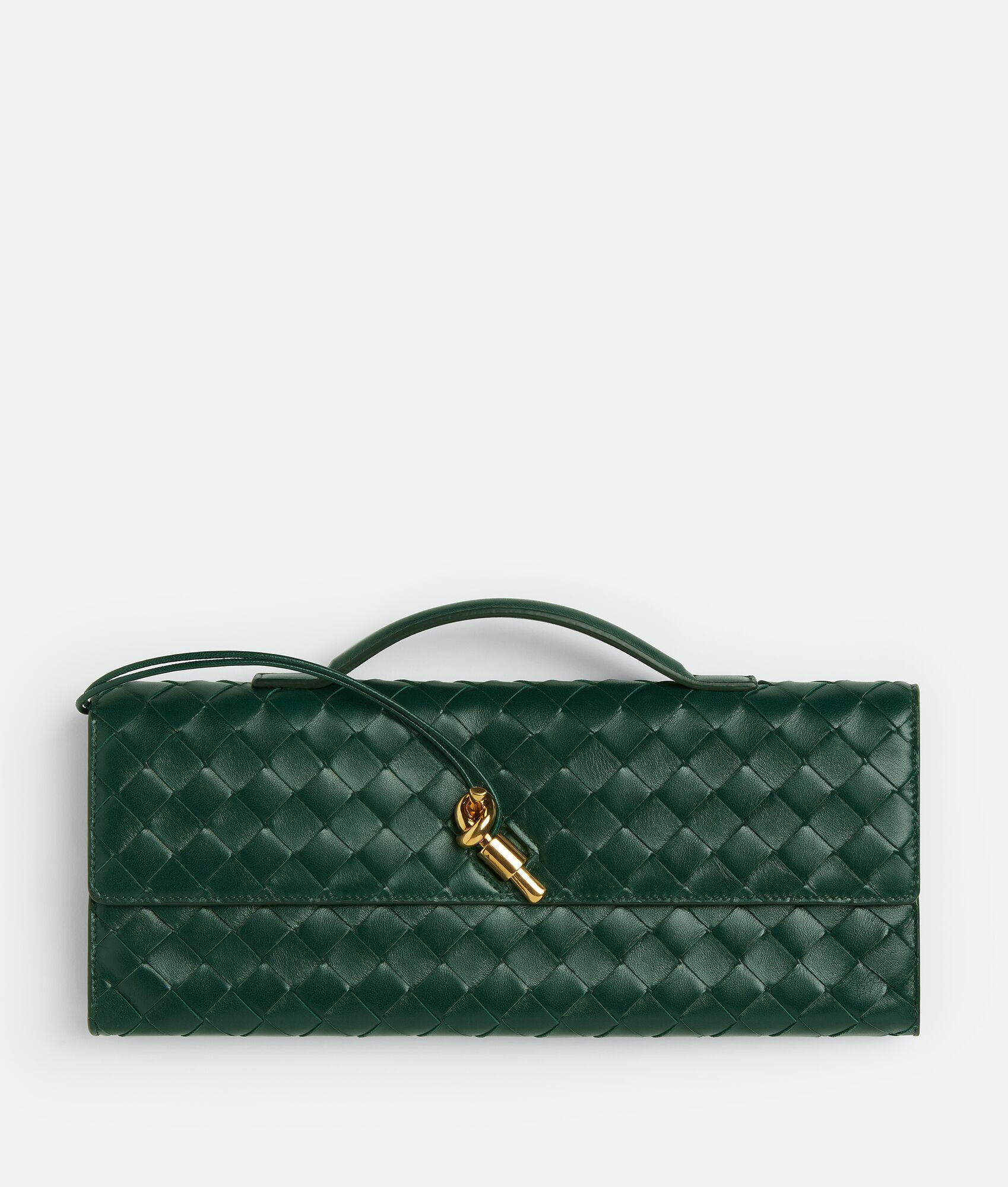 Bottega Veneta® Women's Andiamo Clutch in Emerald green. Shop online now. | Bottega Veneta