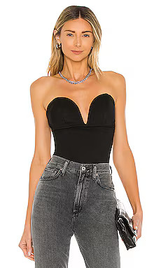 superdown Gianna Sweetheart Bodysuit in Black from Revolve.com | Revolve Clothing (Global)