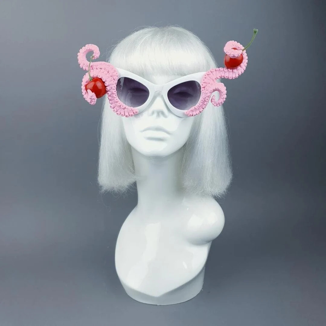 Pink Octopus Kraken Tentacle With Cherries Sunglasses "ursula" - Etsy | Etsy (US)