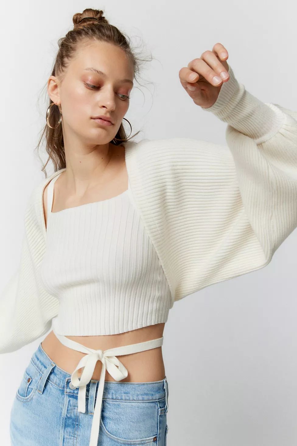 Silence + Noise Adelie Balloon Sleeve Shrug Sweater | Urban Outfitters (US and RoW)