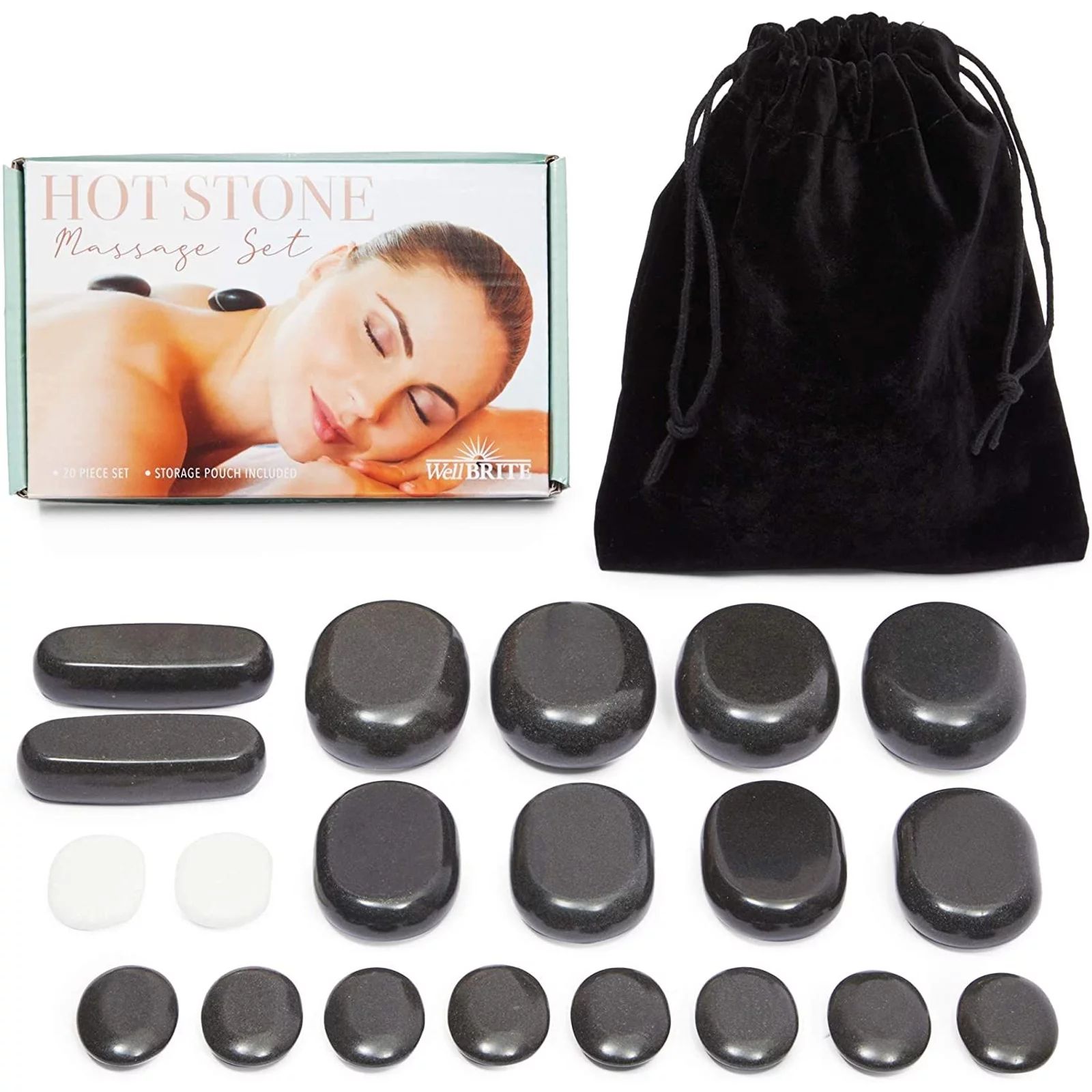 Hot Stone Back Massage Set, Basalt Rocks for Spa (20 Pieces) | Walmart (US)