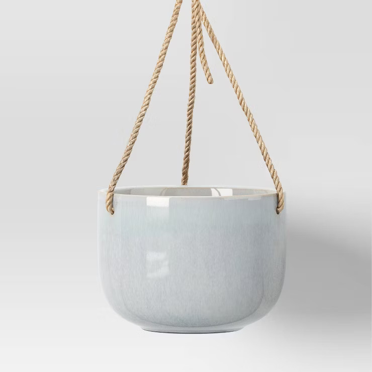 6.125" Hanging Modern Ceramic Outdoor Planter Light Gray - Threshold™ | Target