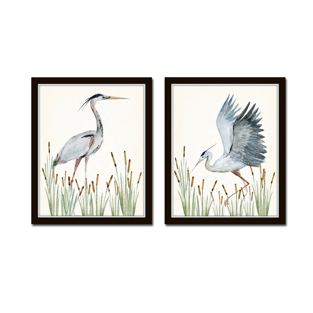 Watercolor Heron Print Set No. 3, Bird Prints, Giclee, Art Print, Coastal Art, Wall Art, Coastal ... | Etsy (US)