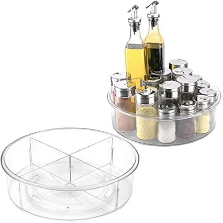 Lazy Susan Cabinet Organizer, LALASTAR Divided Lazy Susan Spice Rack, Round Clear Turntable Organ... | Amazon (US)