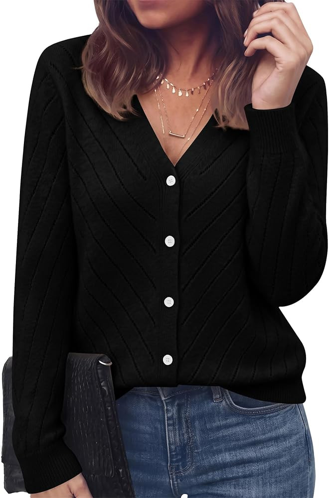 Womens Cardigan Sweaters Long Sleeve Tops Dressy Casual Blouses | Amazon (US)