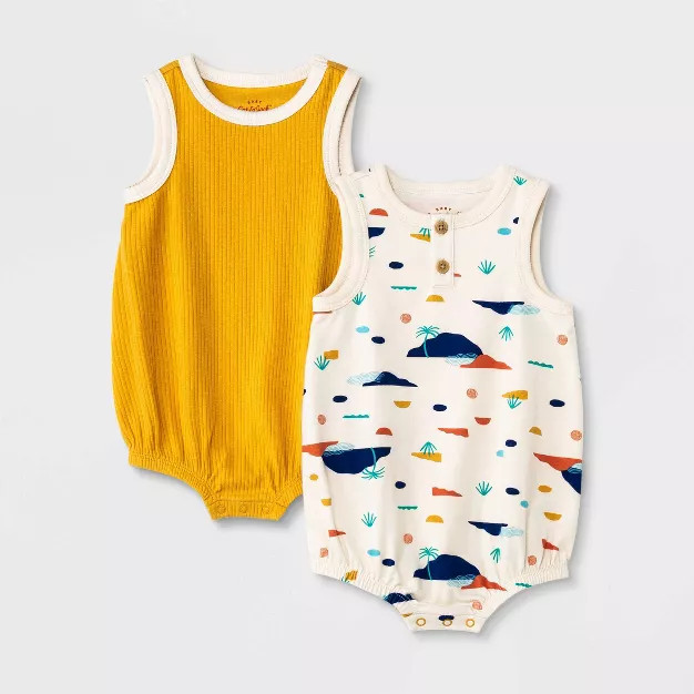 Baby 2pk Scenic Romper - Cat & Jack™ Yellow | Target