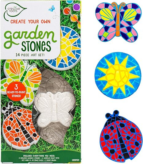 Creative Roots Mini Stepping Stones, Includes 3 Mini Stepping Stones to Paint, 4.5-inch Ceramic B... | Amazon (US)
