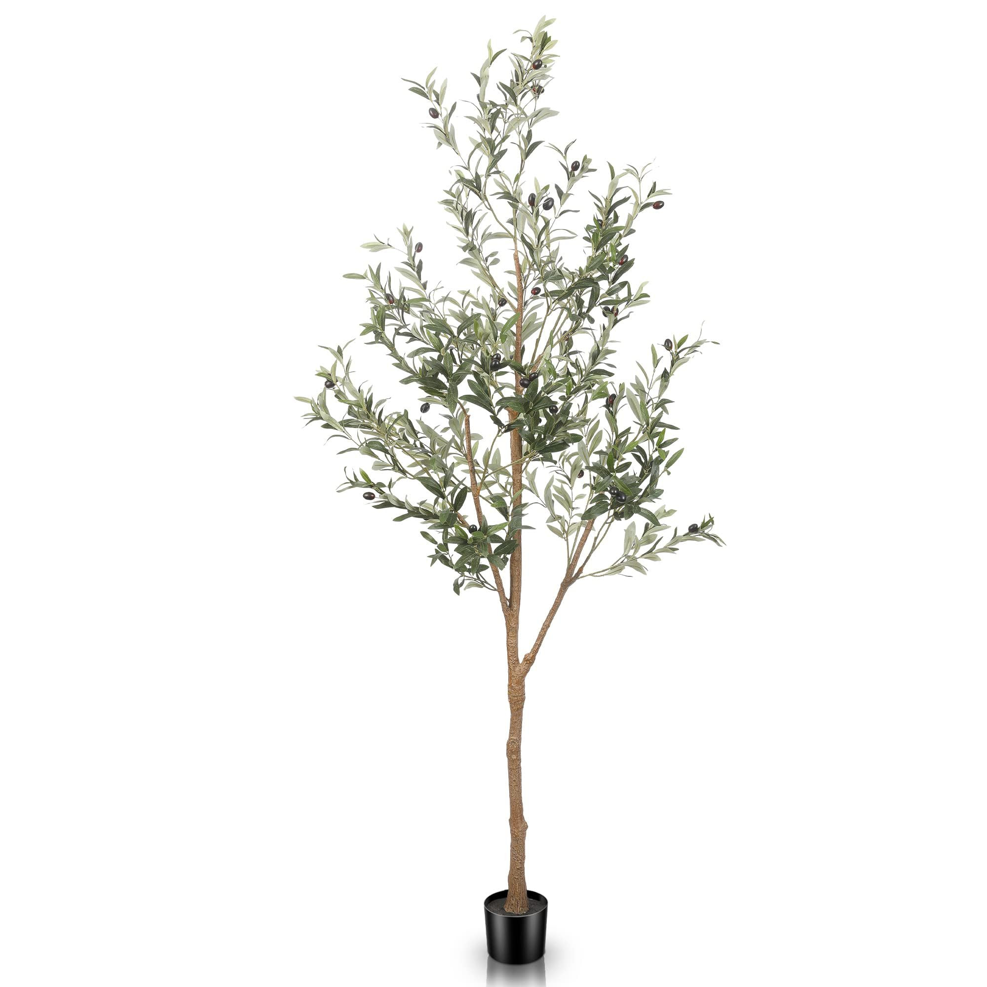 6ft Artificial Olive Tree Tall Fake Potted Olive Silk Tree with Planter Large Faux Olive Branches... | Amazon (US)